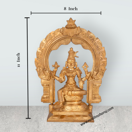 Bhuvaneshwari with Arch - 11 x 8 Inches | Panchaloha Idol / Bhuvaneshwari Statue For Pooja - Retail Maharaj