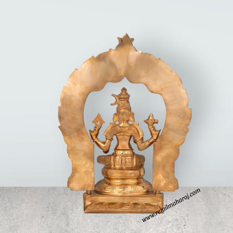Bhuvaneshwari with Arch - 11 x 8 Inches | Panchaloha Idol / Bhuvaneshwari Statue For Pooja - Retail Maharaj