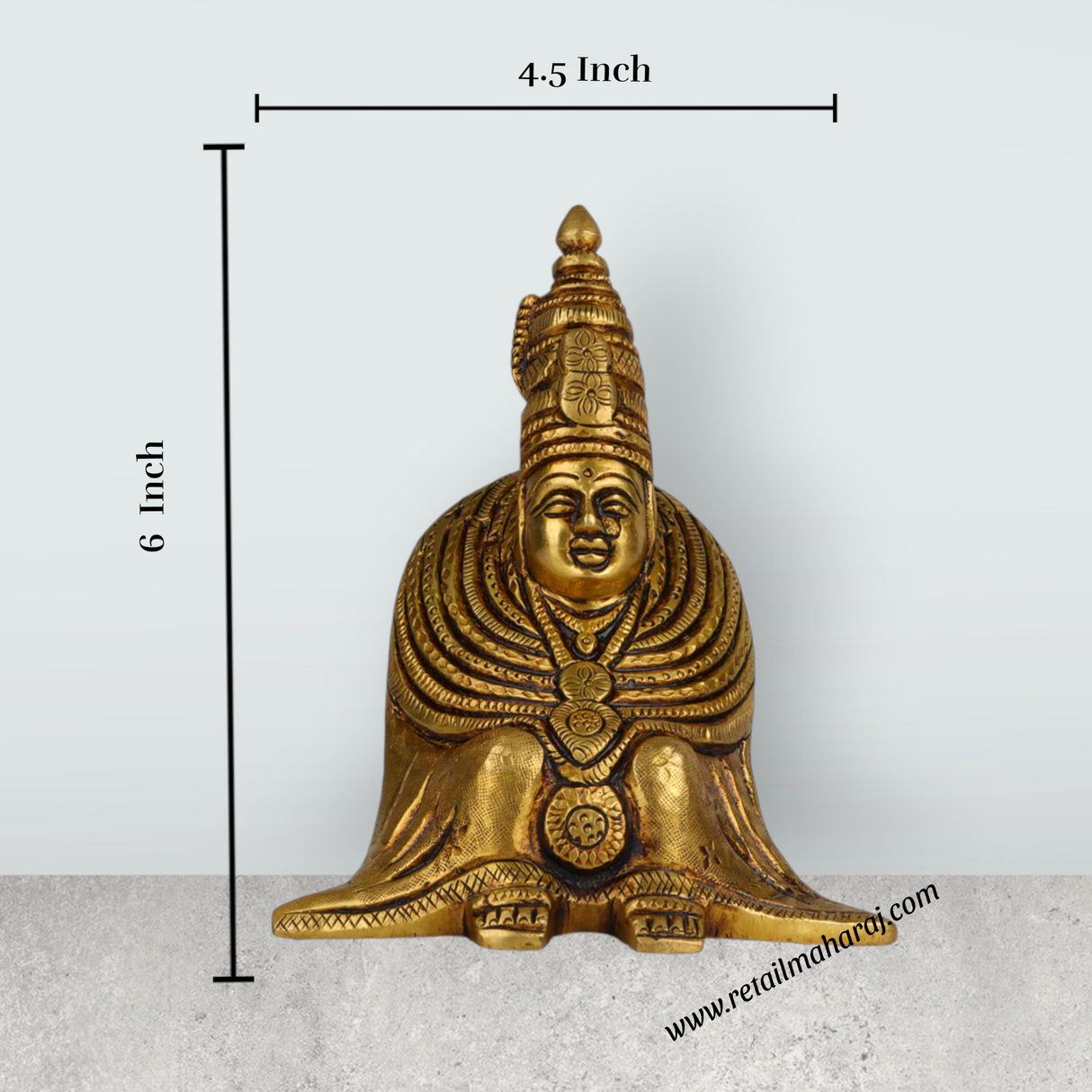 Tulja Bhavani - 6 x 4.5 Inches | Antique Brass Idol/ Tulja Bhavani Statue/ Bhavani Mata Murti for Pooja - Retail Maharaj