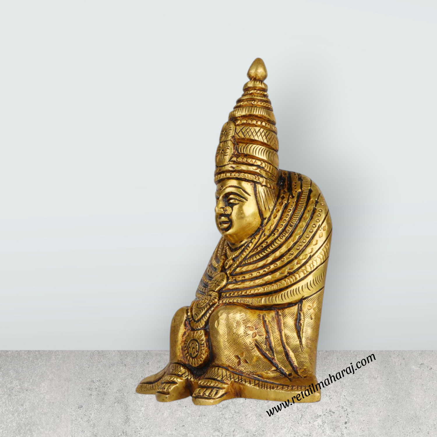Tulja Bhavani - 6 x 4.5 Inches | Antique Brass Idol/ Tulja Bhavani Statue/ Bhavani Mata Murti for Pooja - Retail Maharaj
