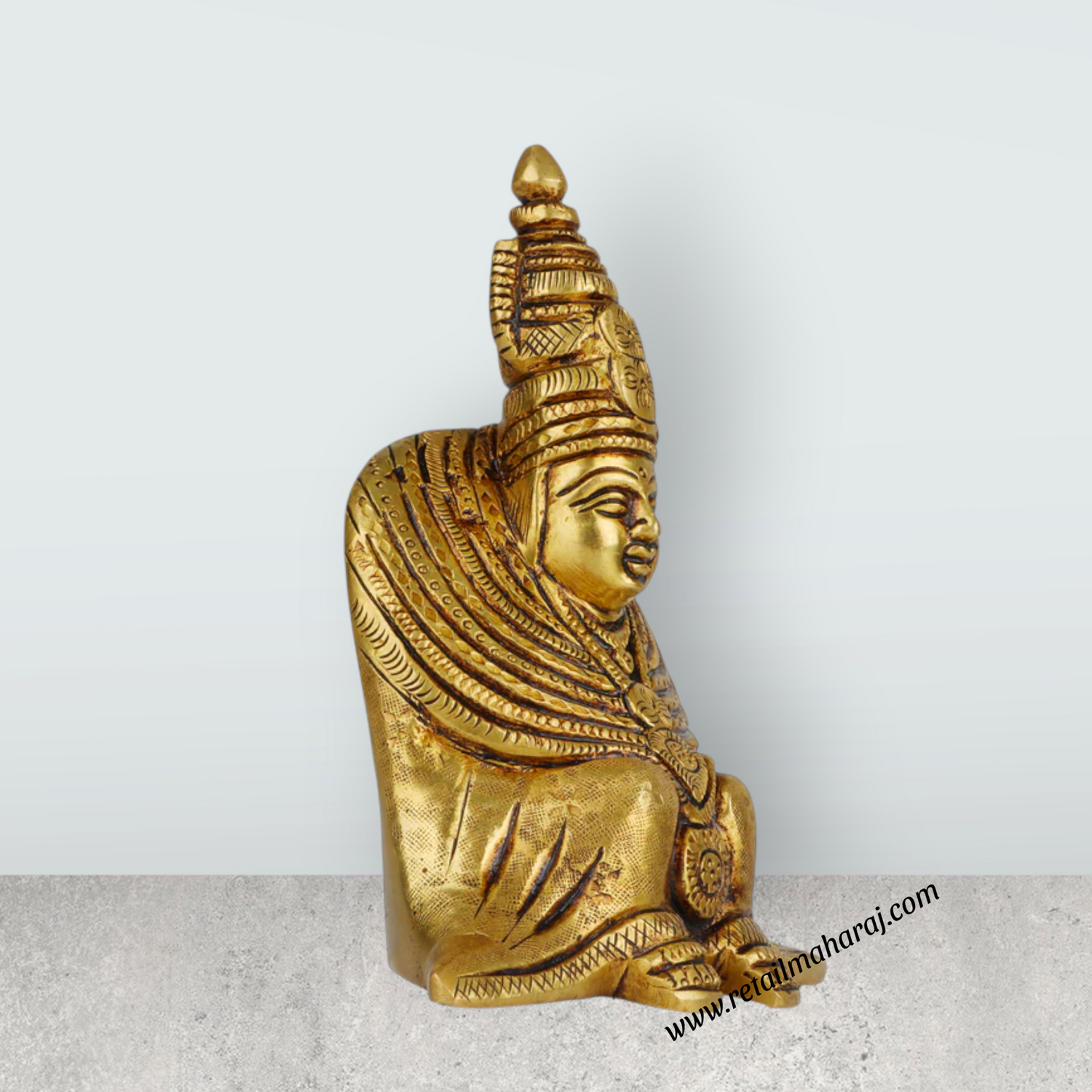 Tulja Bhavani - 6 x 4.5 Inches | Antique Brass Idol/ Tulja Bhavani Statue/ Bhavani Mata Murti for Pooja - Retail Maharaj