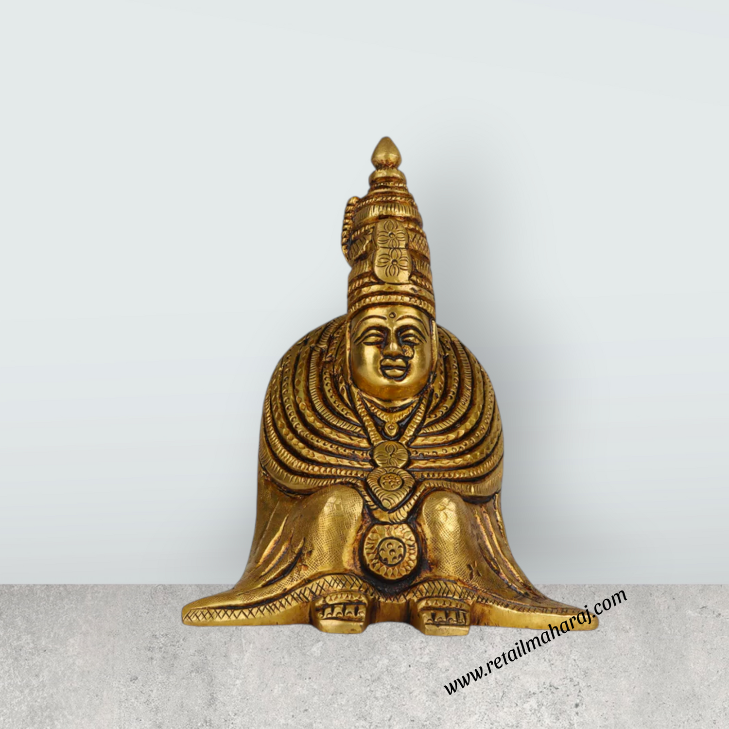 Tulja Bhavani - 6 x 4.5 Inches | Antique Brass Idol/ Tulja Bhavani Statue/ Bhavani Mata Murti for Pooja - Retail Maharaj