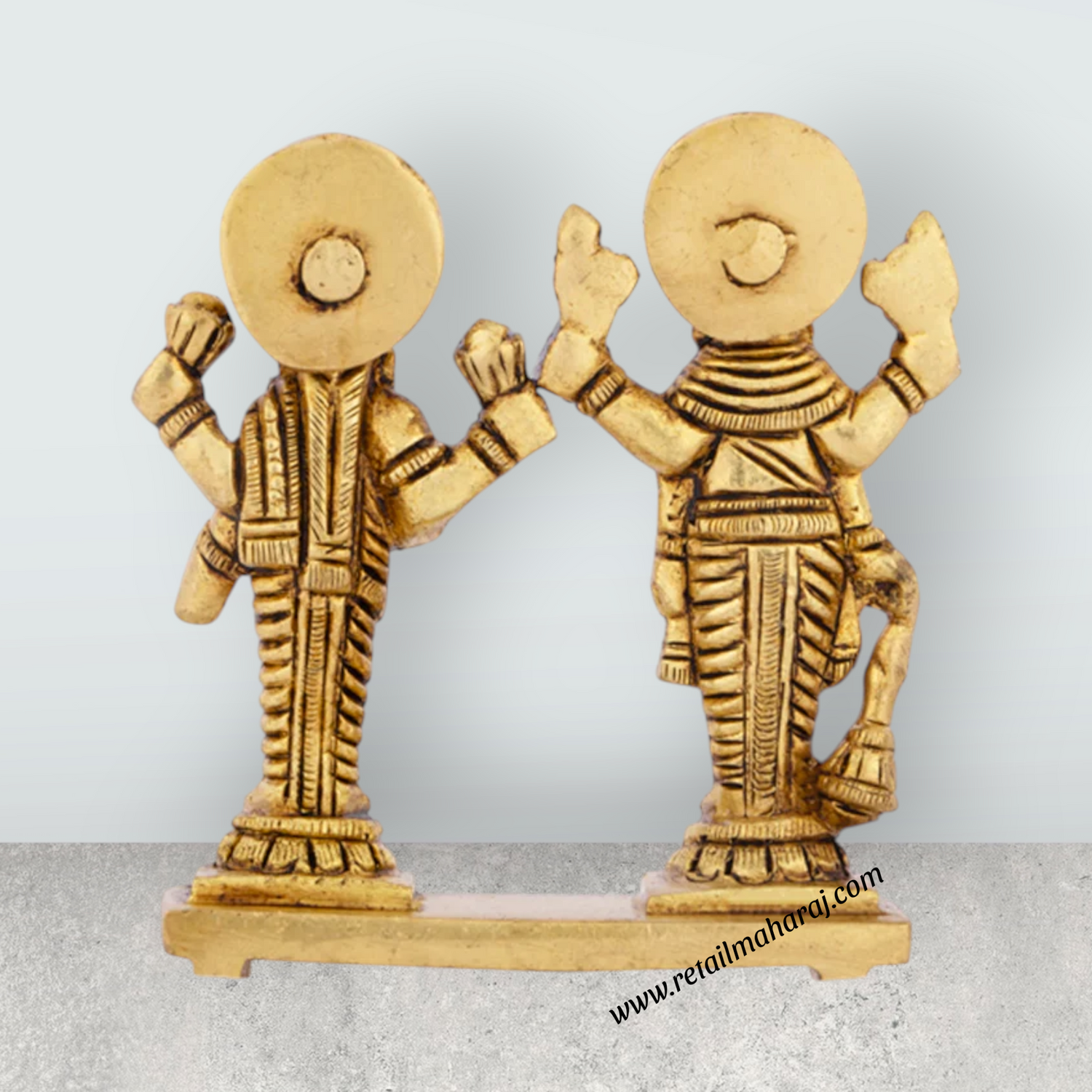 Laxmi Vishnu Murti - 3 x 2.5 Inches | Antique Brass Statue/ Vishnu Lakshmi Idol for Pooja/ 200 Gms Approx - Retail Maharaj