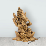 Ganesh Murti - 3 x 2.5 Inches | Antique Brass Statue/ Vinayagar Statue for Pooja/ 450 Gms Approx - Retail Maharaj