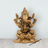 Ganesh Murti - 3 x 2.5 Inches | Antique Brass Statue/ Vinayagar Statue for Pooja/ 450 Gms Approx - Retail Maharaj