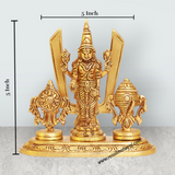 Balaji Murti With Shankh Chakra- 5 x 5 Inches | Antique Brass Idol/ Standing Venkateswara Swamy Idol For Pooja