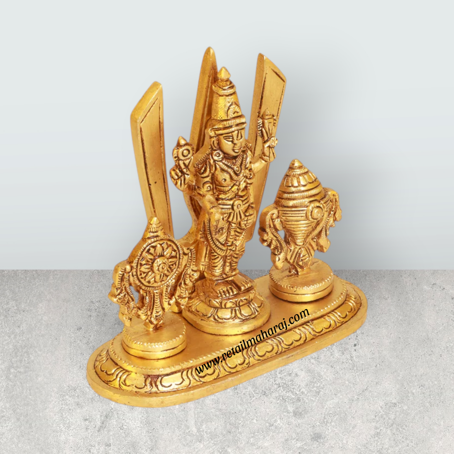 Balaji Murti With Shankh Chakra- 5 x 5 Inches | Antique Brass Idol/ Standing Venkateswara Swamy Idol For Pooja