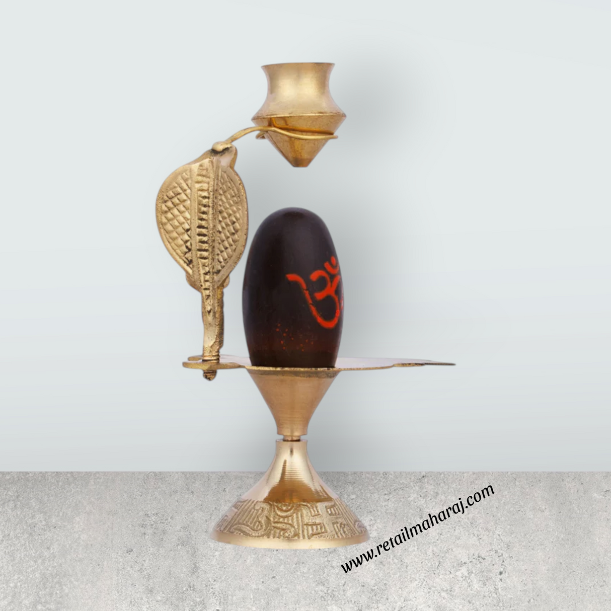 Black Shivling with Nag Dhara Pot - 5.5 Inches | Brass Idol/ Mahadev Shivling/ Shiva Lingam for Pooja - Retail Maharaj
