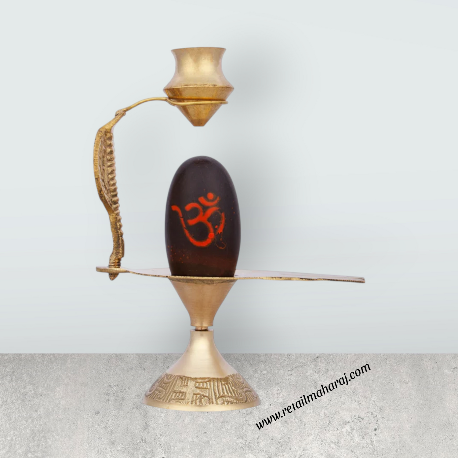 Black Shivling with Nag Dhara Pot - 5.5 Inches | Brass Idol/ Mahadev Shivling/ Shiva Lingam for Pooja - Retail Maharaj