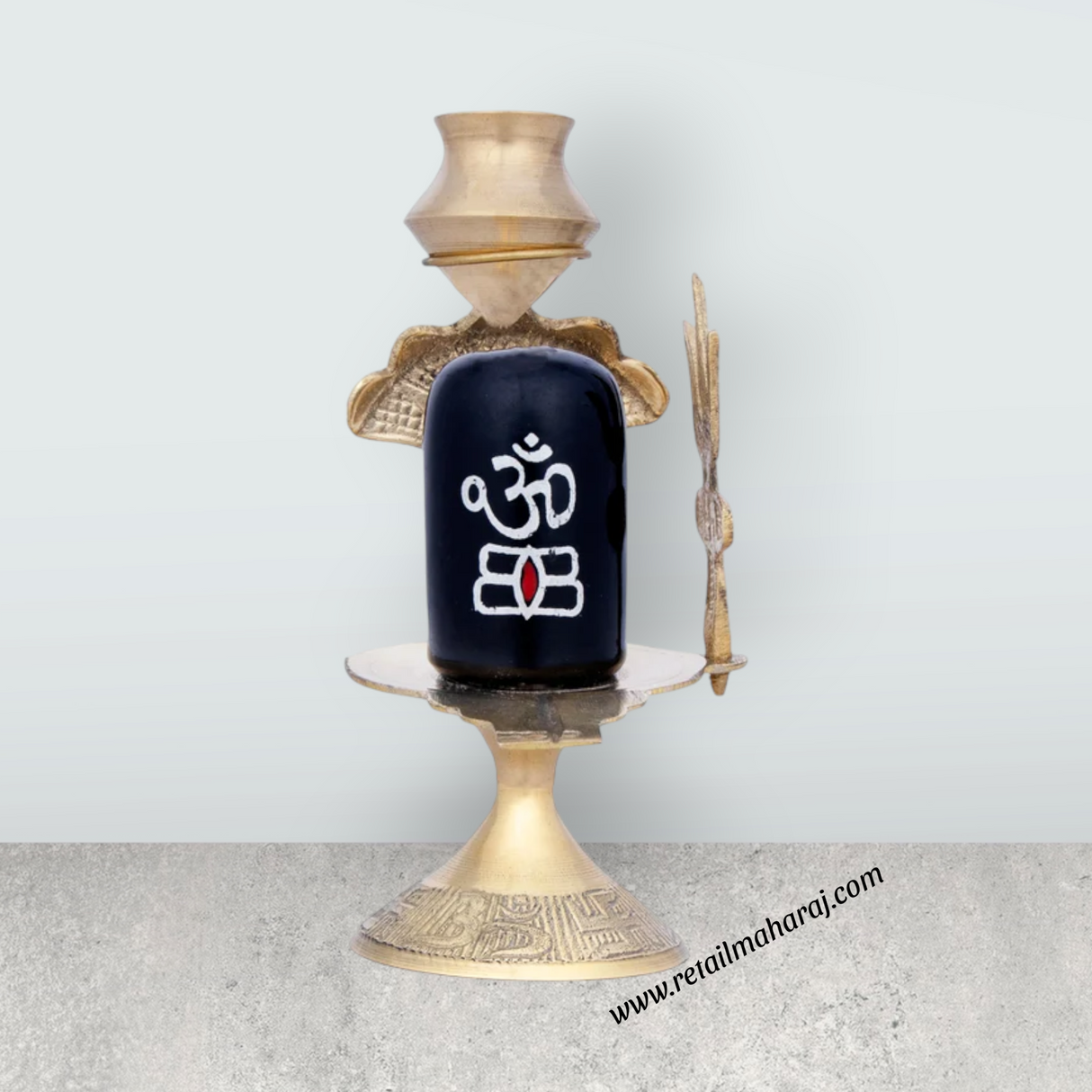 Black Shivling with Nag Dhara Pot - 6 x 4 Inches | Brass Mahadev Shivling/ Shiva Lingam for Pooja/ 200 Gms - Retail Maharaj