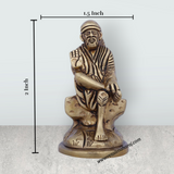 Sai Baba Idol - 2 x 1.5 Inches | Antique Brass Idol/ Sai Baba Statue for Pooja/ 340 Gms Approx