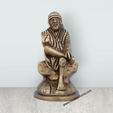 Sai Baba Idol - 2 x 1.5 Inches | Antique Brass Idol/ Sai Baba Statue for Pooja/ 340 Gms Approx