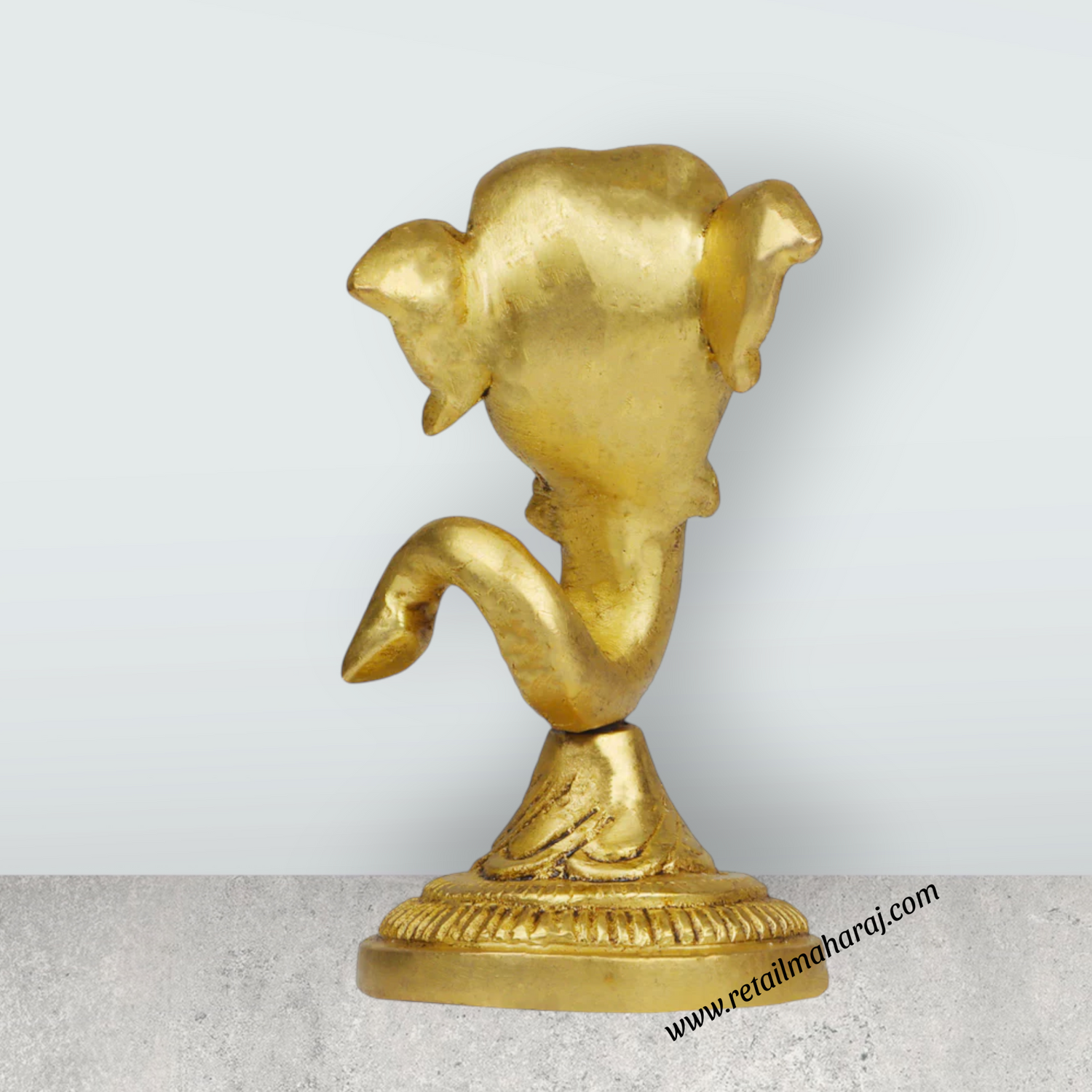 Ganesh Murti Head With Base - 3.5 X 2 Inches | Antique Brass Idol/ Ganpati Murti/ Vinayaka Idol For Pooja Room - Retail Maharaj
