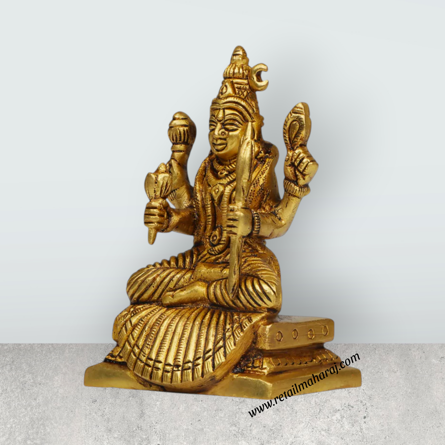 Rajarajeshwari Idol - 4 Inches | Antique Brass Statue/ Amman Statue/ Rajarajeshwari Devi Statue for Pooja - Retail Maharaj