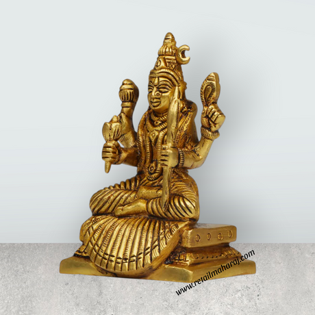 Rajarajeshwari Idol - 4 Inches | Antique Brass Statue/ Amman Statue/ Rajarajeshwari Devi Statue for Pooja - Retail Maharaj