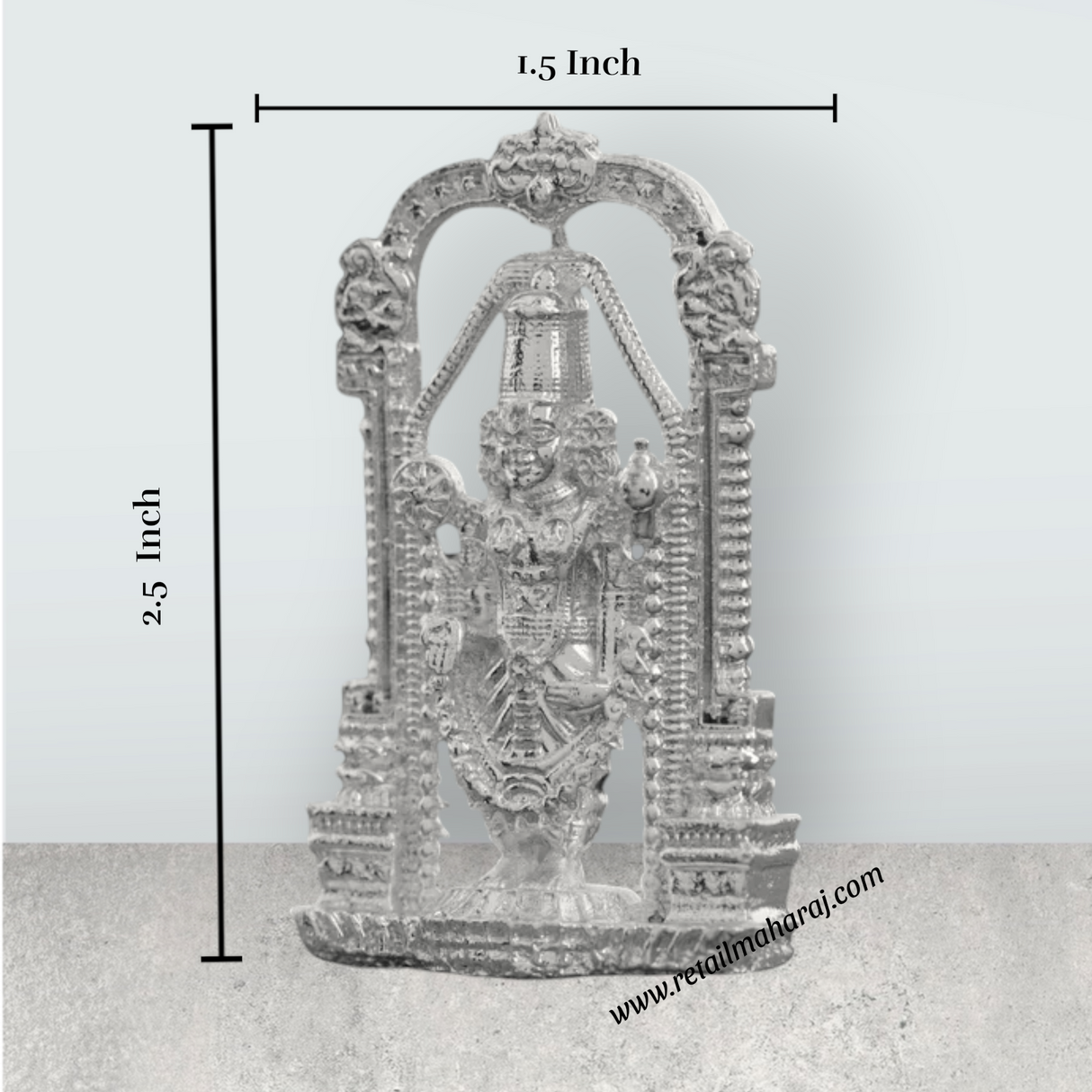 Balaji Murti – 2.5 x 1.5 Inches Copper Idol Silver Polish Balaji Standing Statue for Pooja - Retail Maharaj