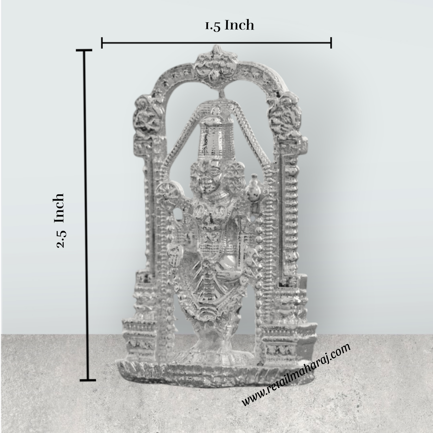 Balaji Murti – 2.5 x 1.5 Inches Copper Idol Silver Polish Balaji Standing Statue for Pooja - Retail Maharaj