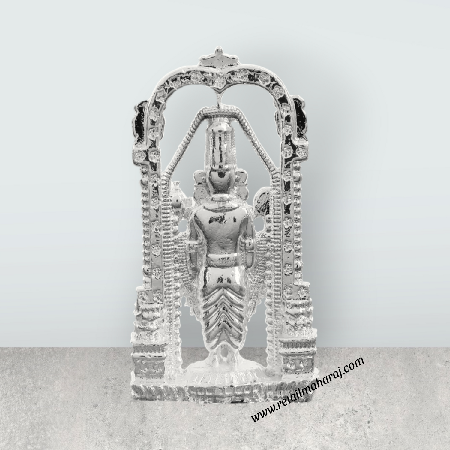 Balaji Murti – 2.5 x 1.5 Inches Copper Idol Silver Polish Balaji Standing Statue for Pooja - Retail Maharaj