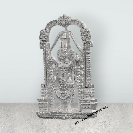 Balaji Murti – 2.5 x 1.5 Inches Copper Idol Silver Polish Balaji Standing Statue for Pooja - Retail Maharaj