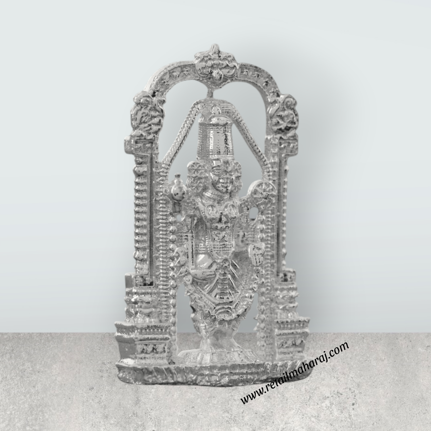 Balaji Murti – 2.5 x 1.5 Inches Copper Idol Silver Polish Balaji Standing Statue for Pooja - Retail Maharaj