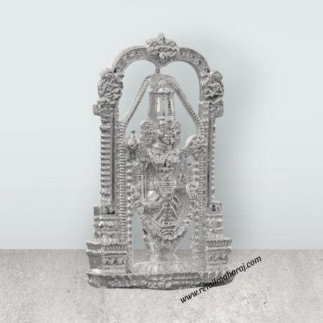 Balaji Murti – 2.5 x 1.5 Inches Copper Idol Silver Polish Balaji Standing Statue for Pooja - Retail Maharaj