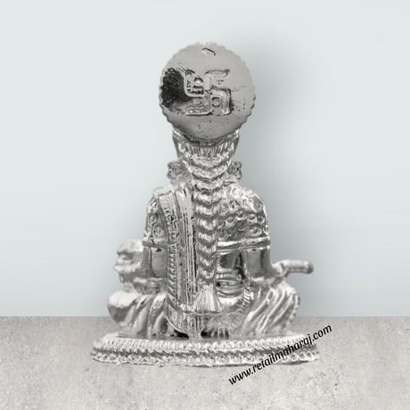 Annapoorani Statue – 2 x 1.5 Inches Copper Idol Silver Polish Annapuran Devi Murti for Pooja - Retail Maharaj