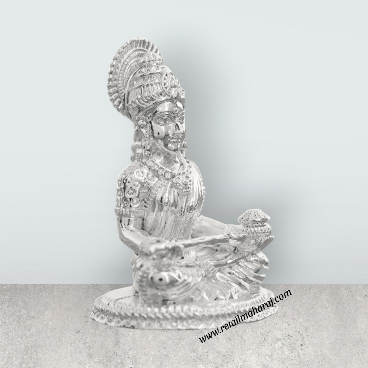 Annapoorani Statue – 2 x 1.5 Inches Copper Idol Silver Polish Annapuran Devi Murti for Pooja - Retail Maharaj