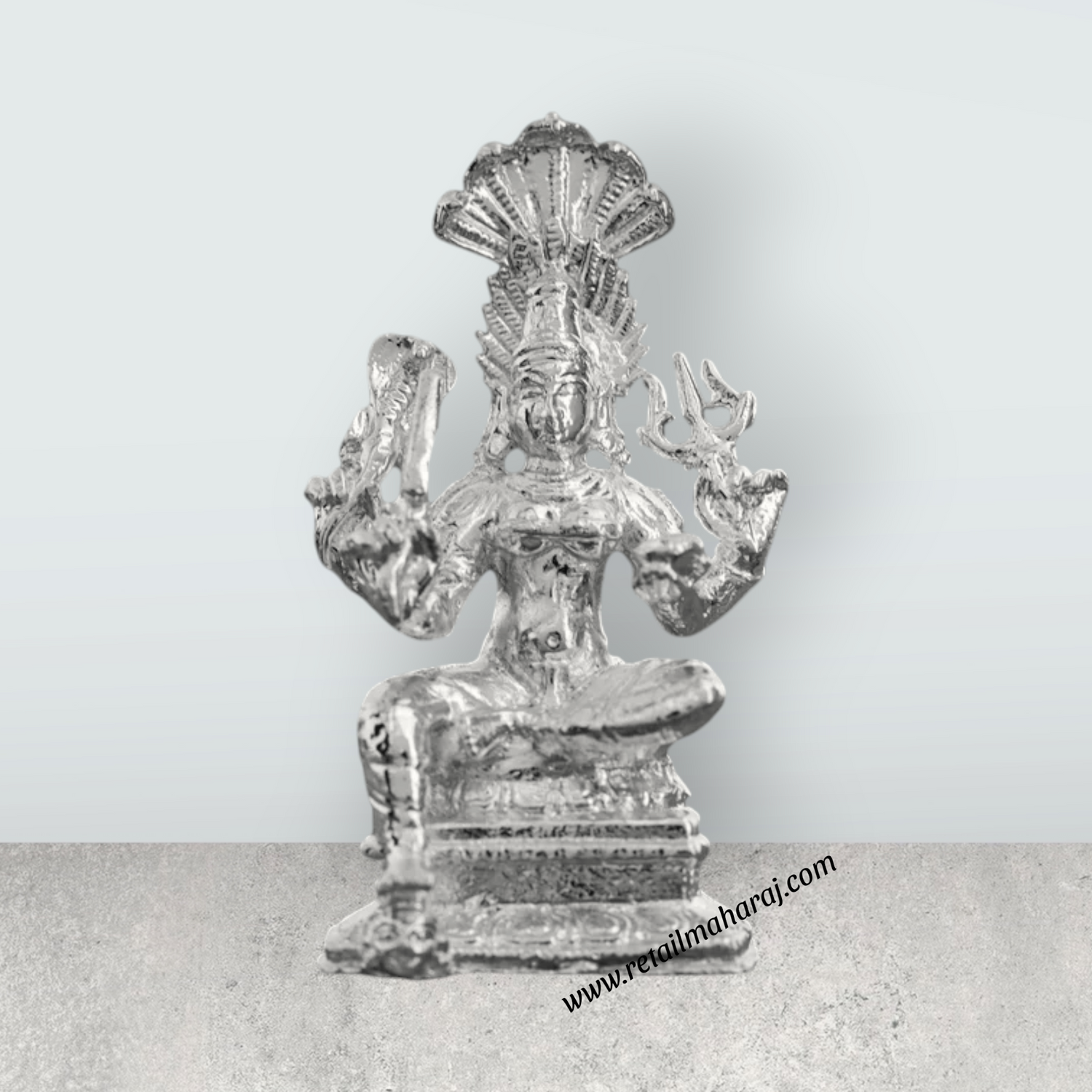Karumari Amman Idol - 3 Inches | Copper Idol/ Silver Polish Karumariamman Statue for Pooja - Retail Maharaj
