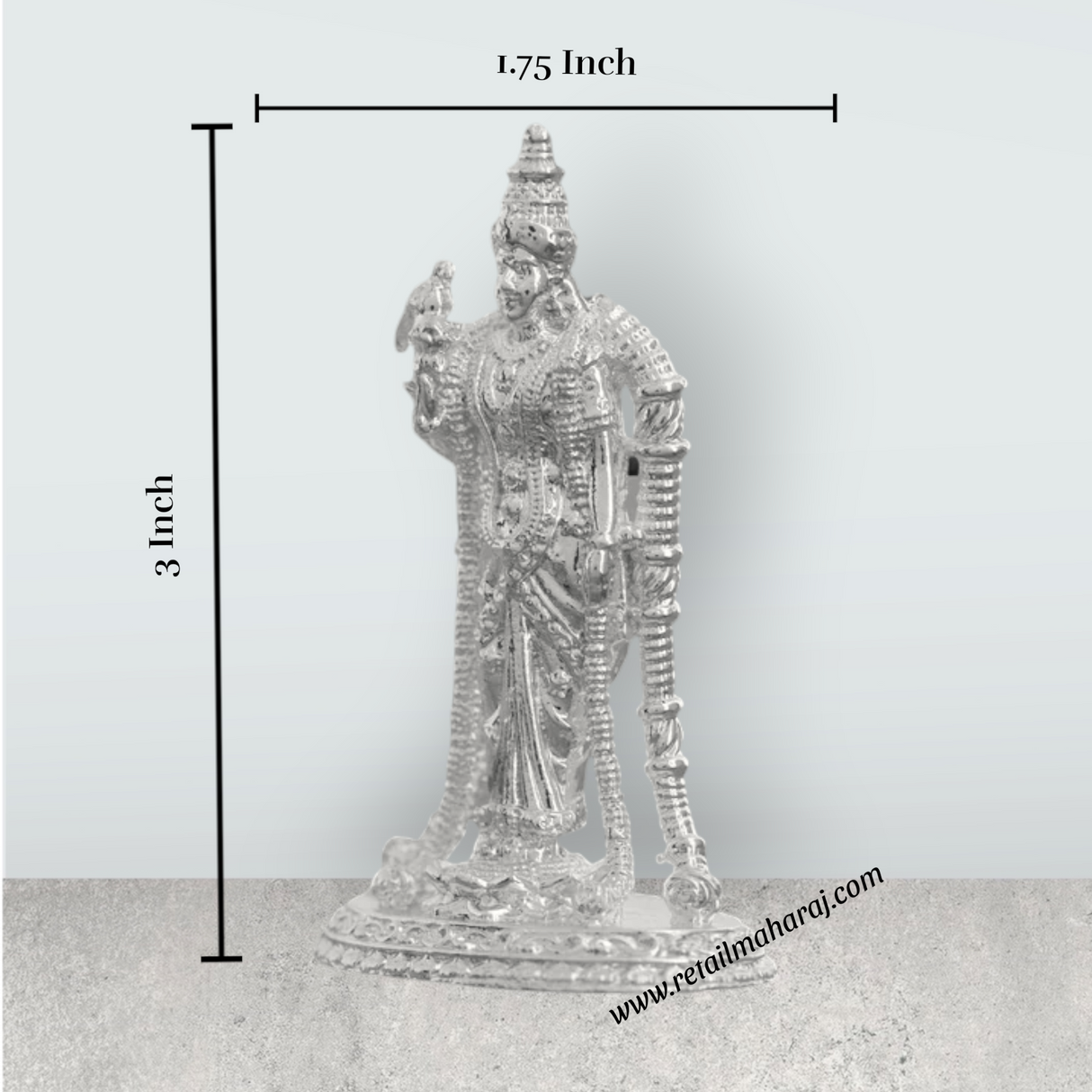 Andal Statue - Silver - 3 Inch | Copper Idol/ Goda Devi Vigraham/ Andal Idol for Pooja - Retail Maharaj