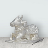 Nandi Statue – 1 x 1.5 Inches Copper Idol Silver Polish Nandi Idol for Pooja - Retail Maharaj