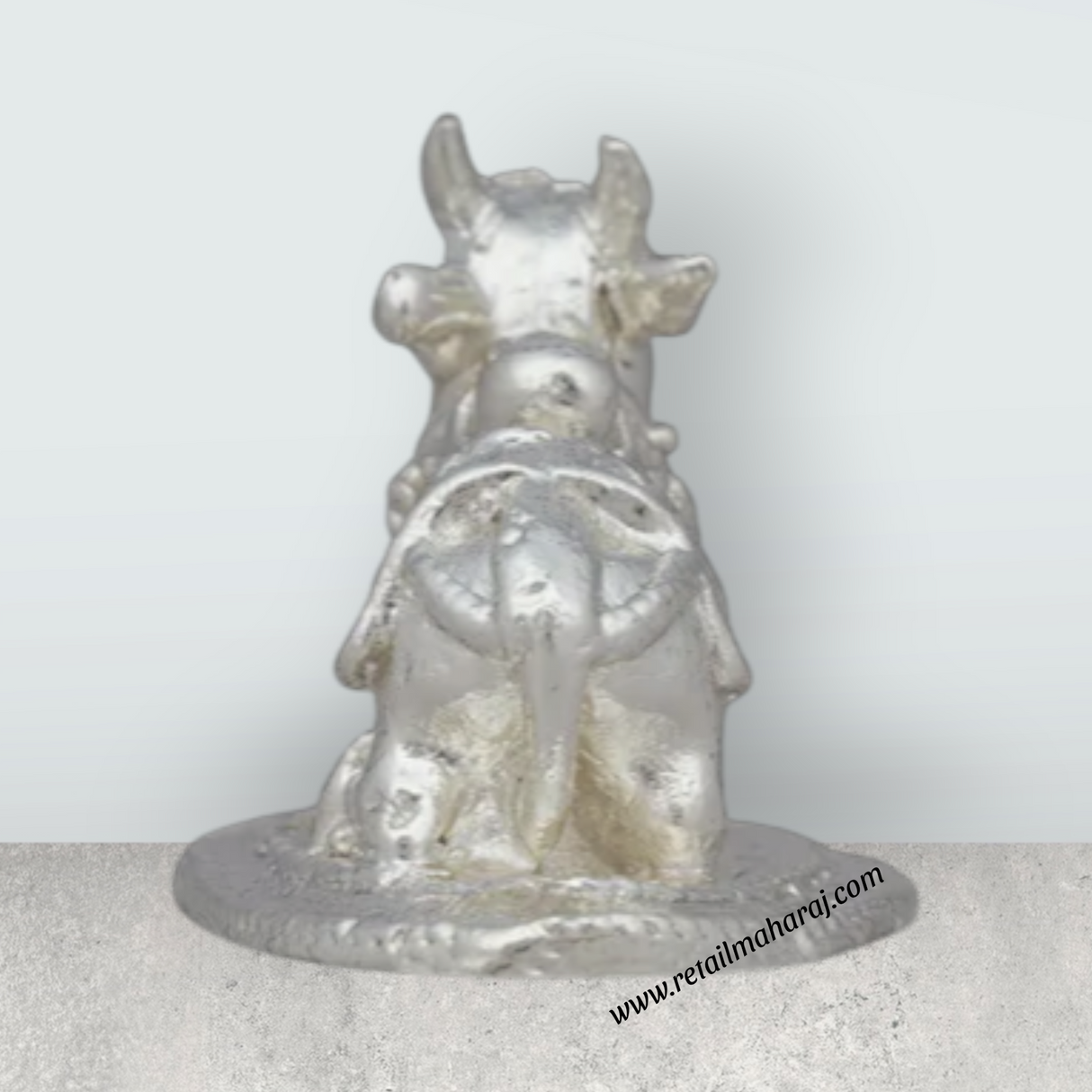 Nandi Statue – 1 x 1.5 Inches Copper Idol Silver Polish Nandi Idol for Pooja - Retail Maharaj