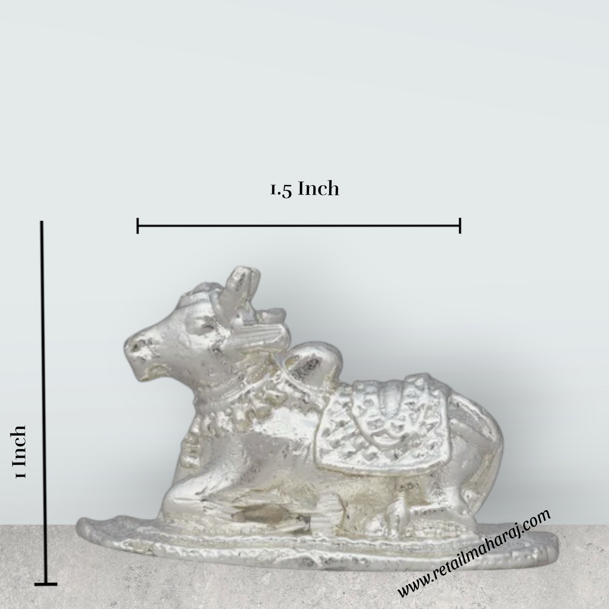 Nandi Statue – 1 x 1.5 Inches Copper Idol Silver Polish Nandi Idol for Pooja - Retail Maharaj