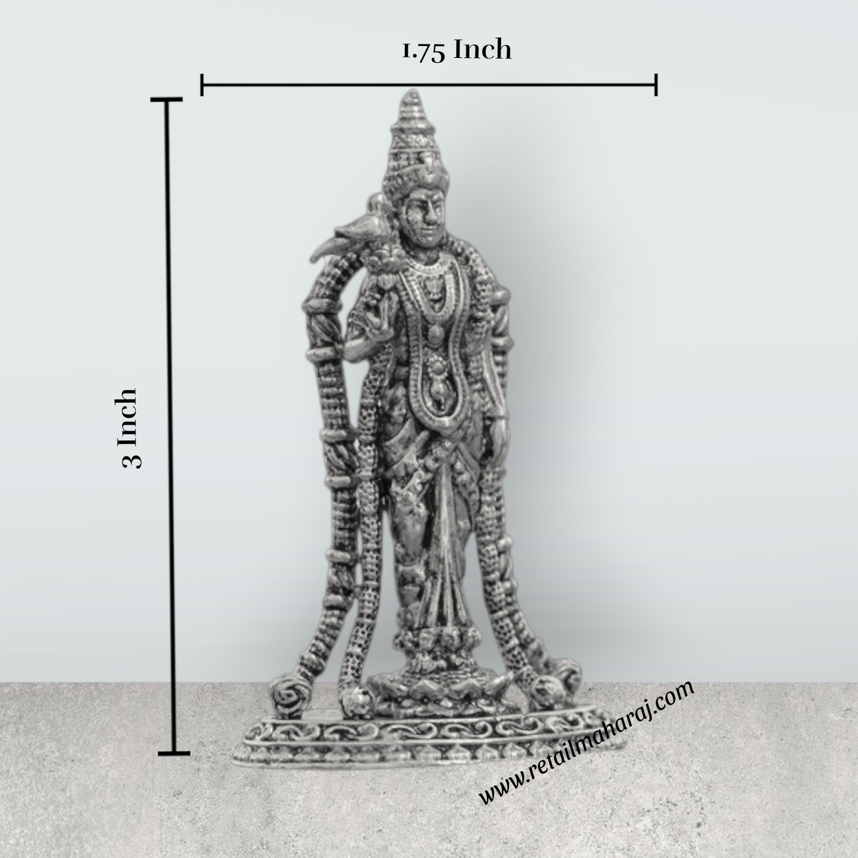 Andal Statue - Silver Antique - 3 Inch | Copper Idol/ Goda Devi Vigraham/ Andal Idol for Pooja - Retail Maharaj