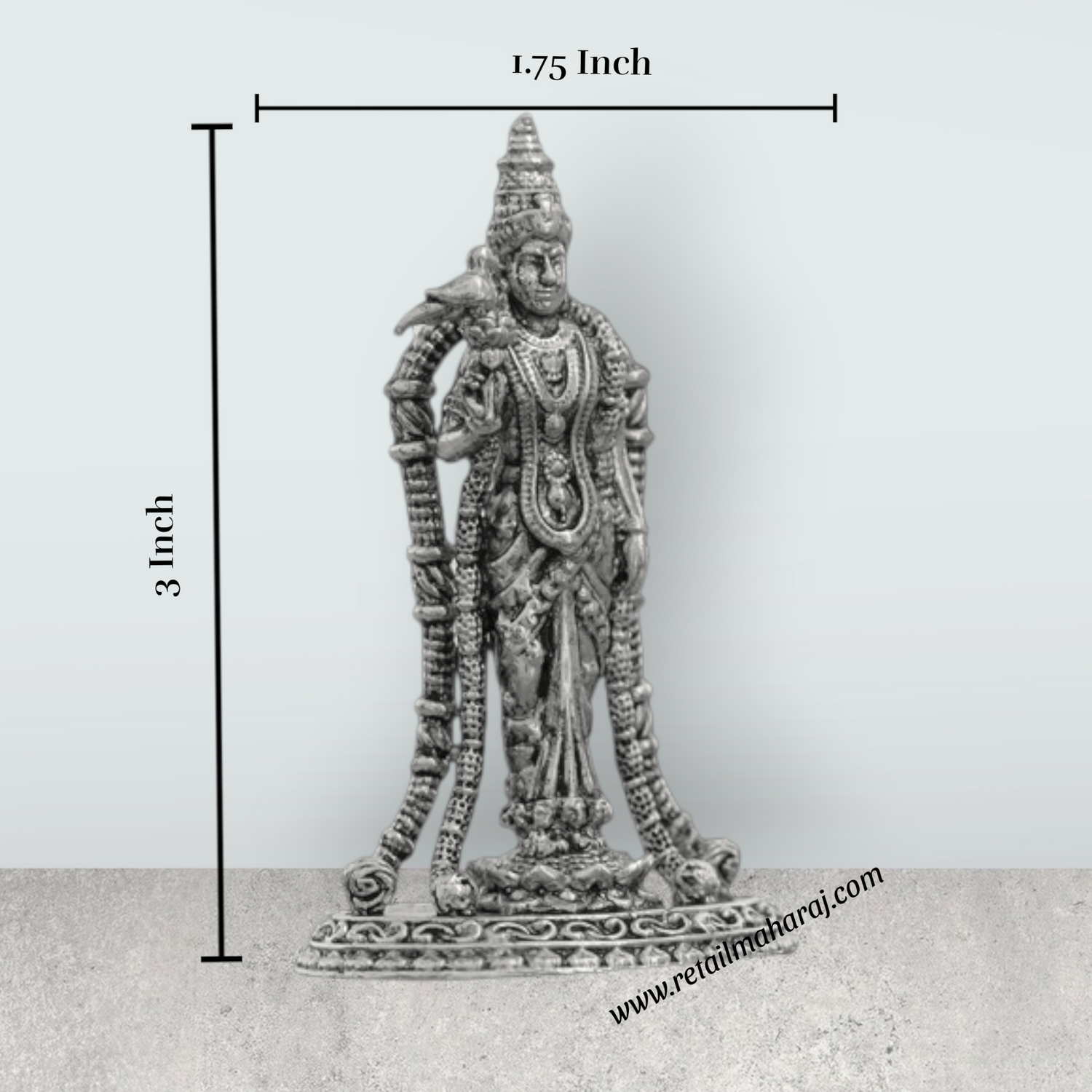 Andal Statue - Silver Antique - 3 Inch | Copper Idol/ Goda Devi Vigraham/ Andal Idol for Pooja - Retail Maharaj