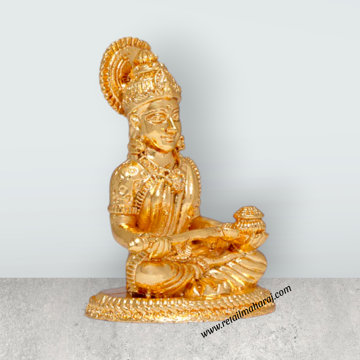 Annapoorani Statue – 2.5 x 1.5 Inches Copper Idol Gold Polish Annapuran Devi Murti for Pooja - Retail Maharaj