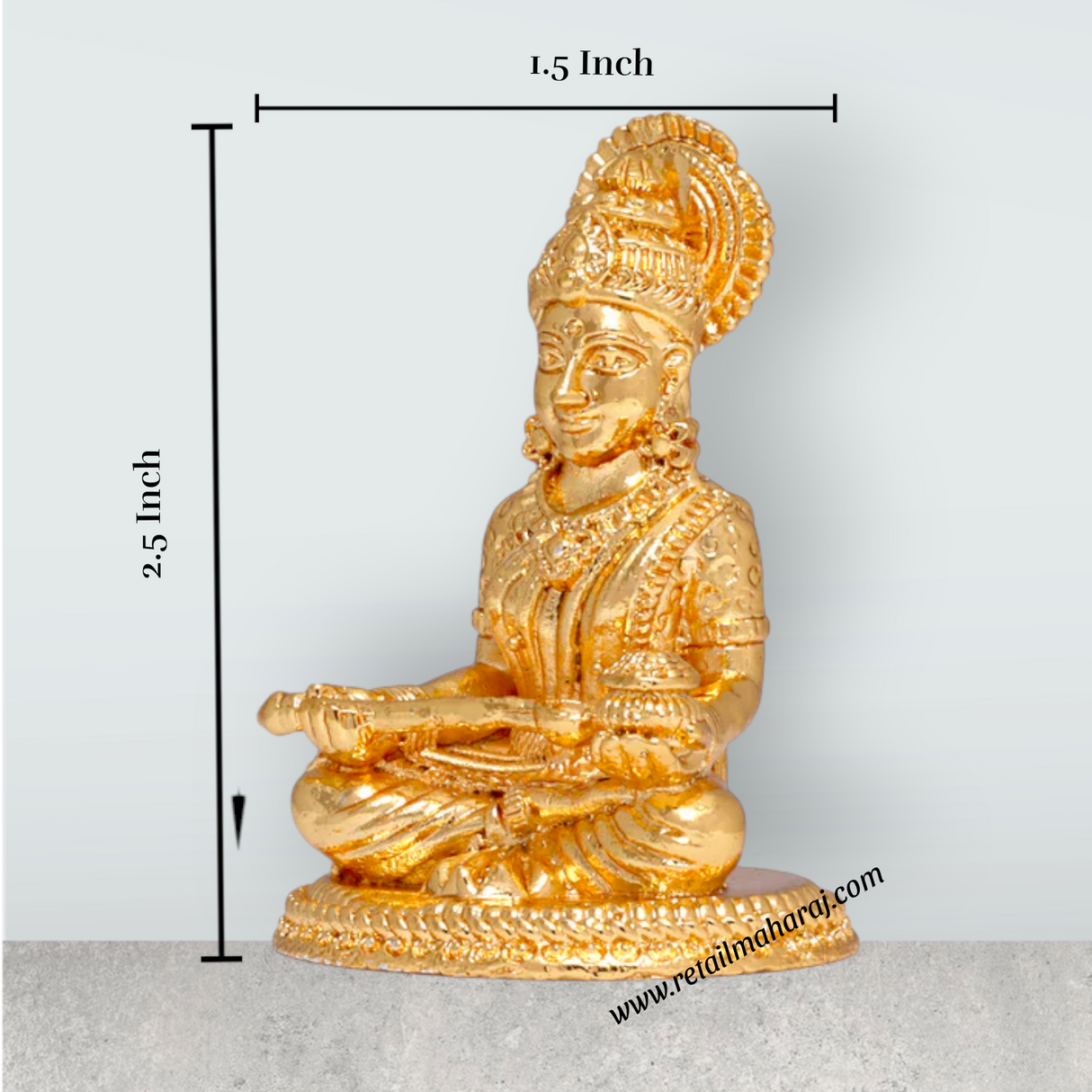 Annapoorani Statue – 2.5 x 1.5 Inches Copper Idol Gold Polish Annapuran Devi Murti for Pooja - Retail Maharaj