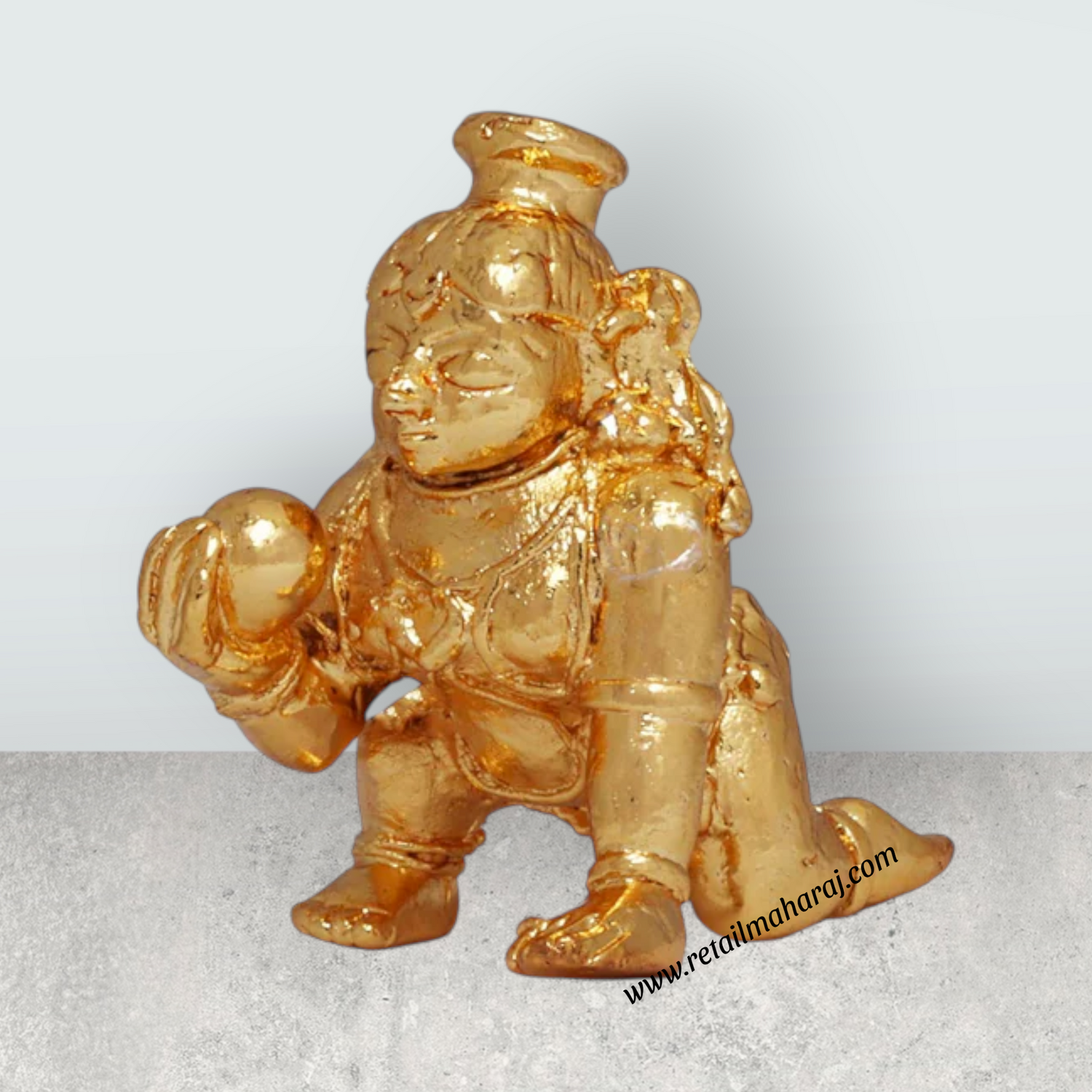 Crawling Krishna Murti – 2 x 2 Inches Copper Idol Gold Polish Krishna for Pooja - Retail Maharaj