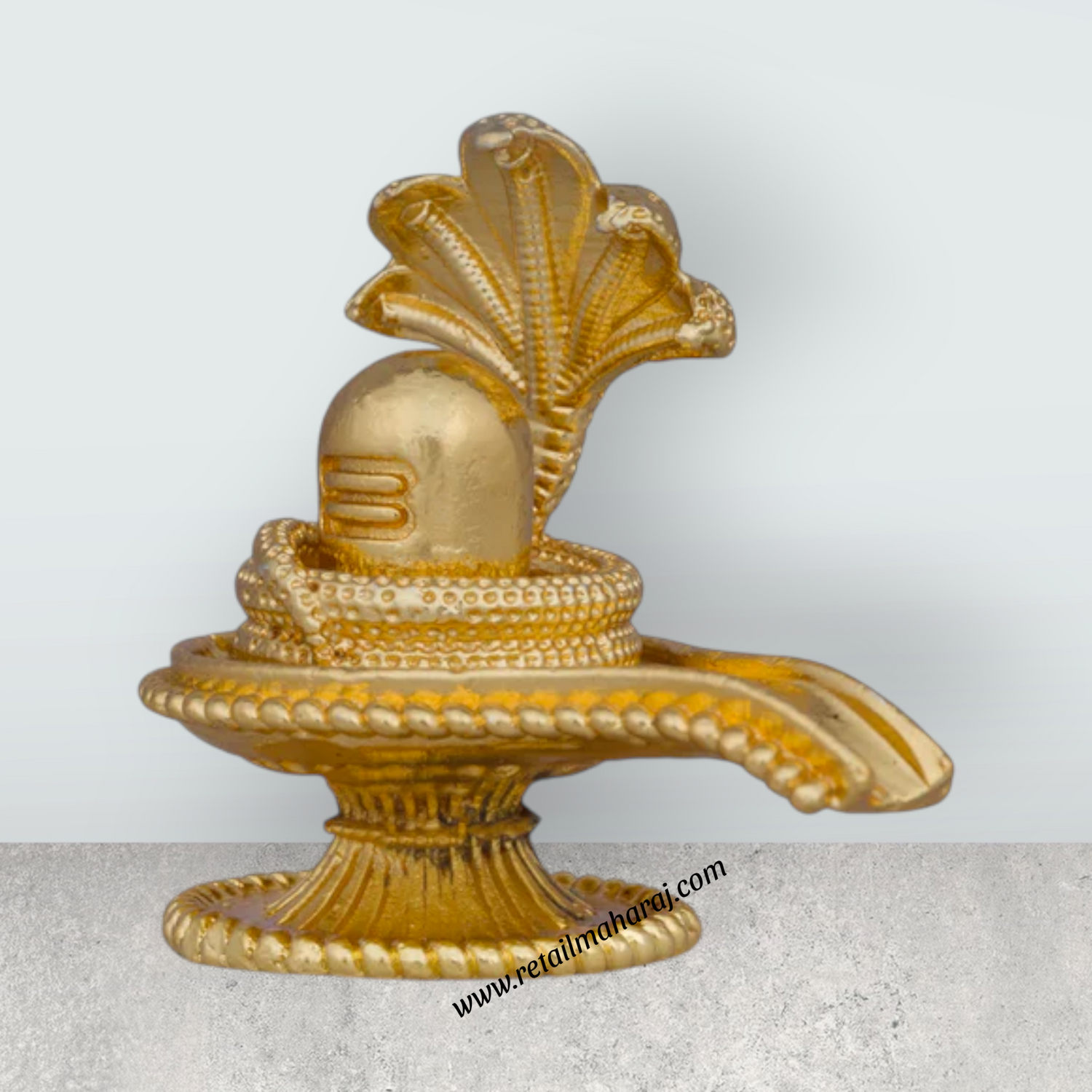 Shivling Idol With Nag - 1.5 x 2 Inches | Copper Idol/ Gold Polish Shivling Murti for Pooja/ 85 Gms Approx - Retail Maharaj