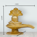 Shivling Idol With Nag - 1.5 x 2 Inches | Copper Idol/ Gold Polish Shivling Murti for Pooja/ 85 Gms Approx - Retail Maharaj