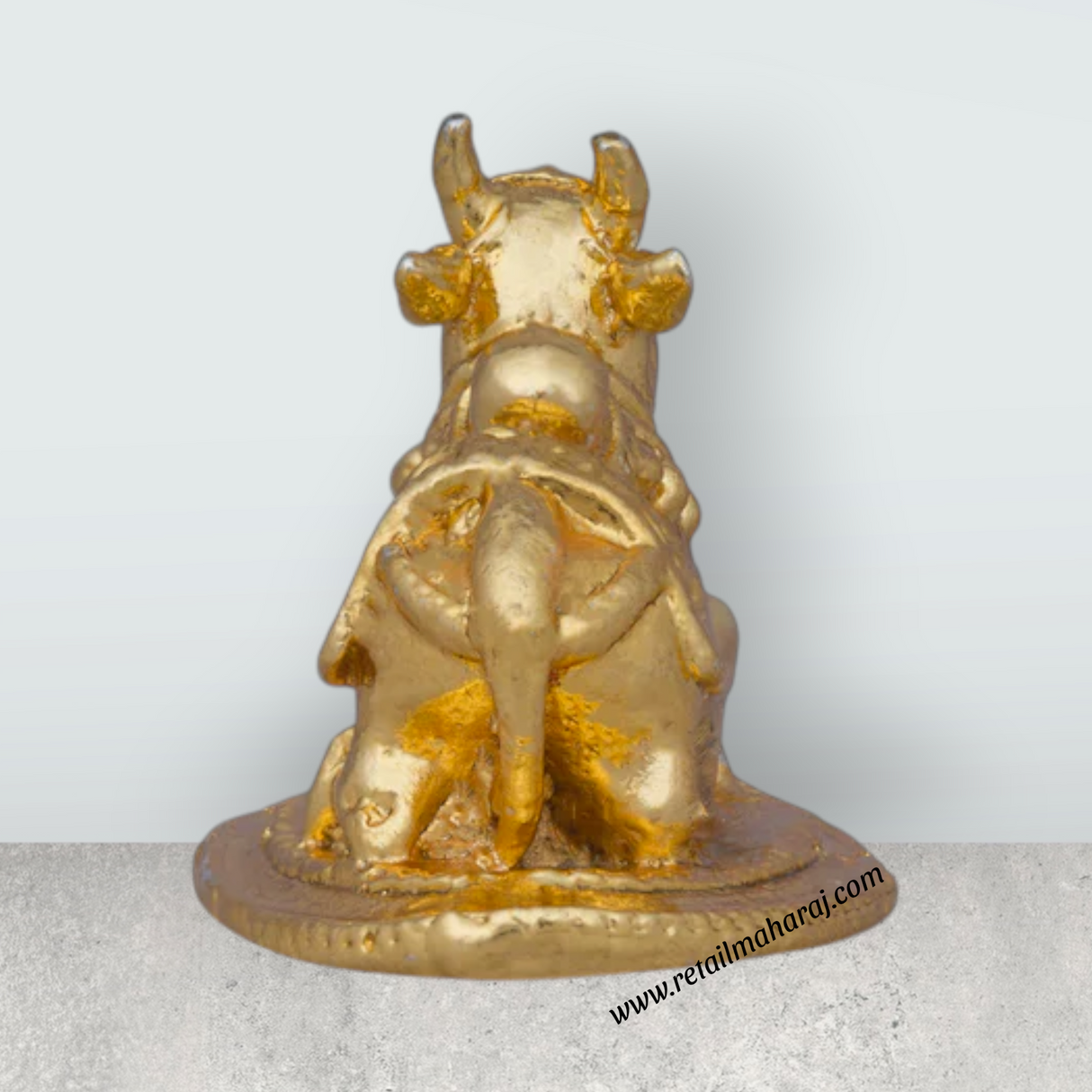 Nandi Statue – 1 x 1.5 Inches Copper Idol Gold Polish Nandi Idol for Pooja - Retail Maharaj
