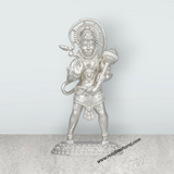 Anjaneya Statue – 3 x 1.5 Inches Copper Idol Silver Polish Standing Hanuman Statue for Pooja - Retail Maharaj