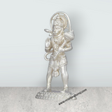 Anjaneya Statue – 3 x 1.5 Inches Copper Idol Silver Polish Standing Hanuman Statue for Pooja - Retail Maharaj