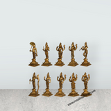 Dasavatharam Set - 9.5 Inches | Brass Idol/ Vishnu Avatar for Pooja/ 17.260 Kgs Approx - Retail Maharaj