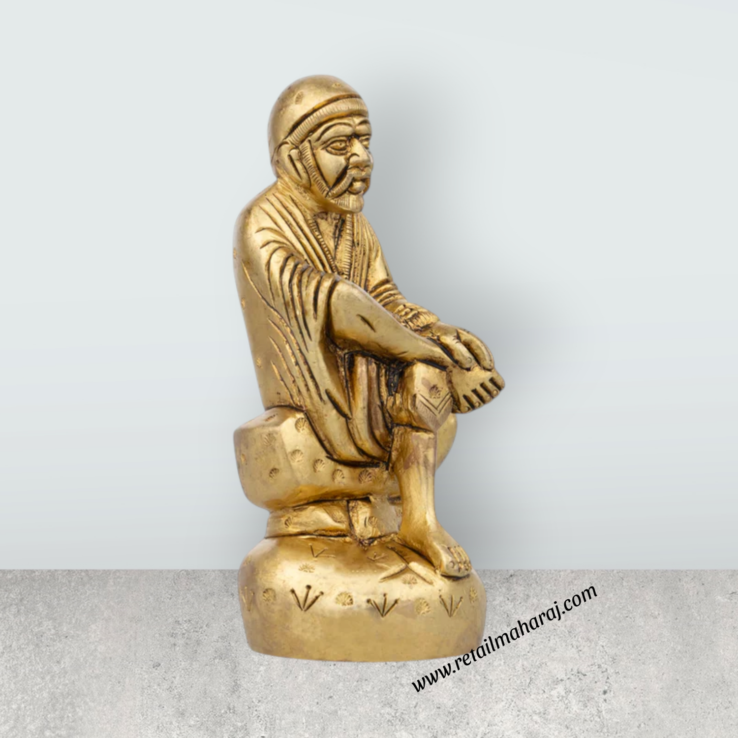 Saibaba Statue - 4.5 x 2.5 Inches | Antique Brass Idol/ Saibaba Idol for Pooja/ 530 Gms Approx - Retail Maharaj