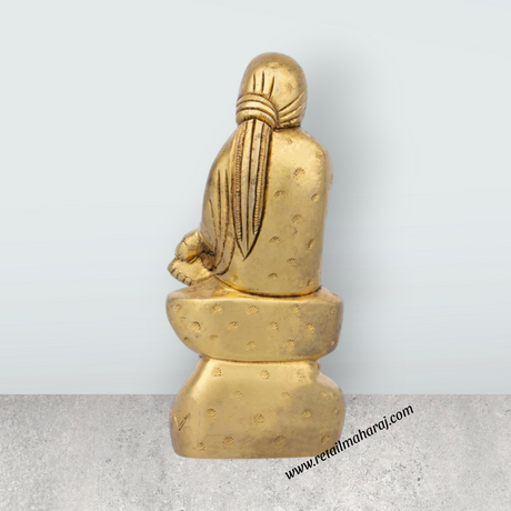 Saibaba Statue - 4.5 x 2.5 Inches | Antique Brass Idol/ Saibaba Idol for Pooja/ 530 Gms Approx - Retail Maharaj