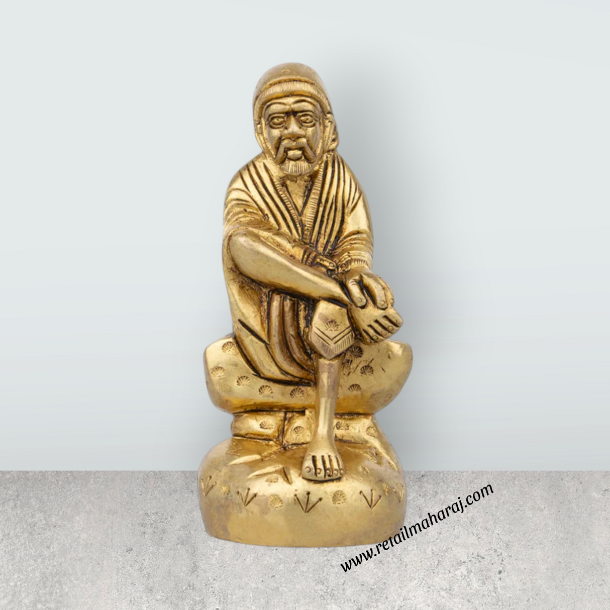 Saibaba Statue - 4.5 x 2.5 Inches | Antique Brass Idol/ Saibaba Idol for Pooja/ 530 Gms Approx - Retail Maharaj