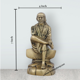 Sai Baba Idol - 7 x 4 Inches | Antique Brass Idol/ Sai Baba Statue for Pooja/ 1.680 Kgs Approx