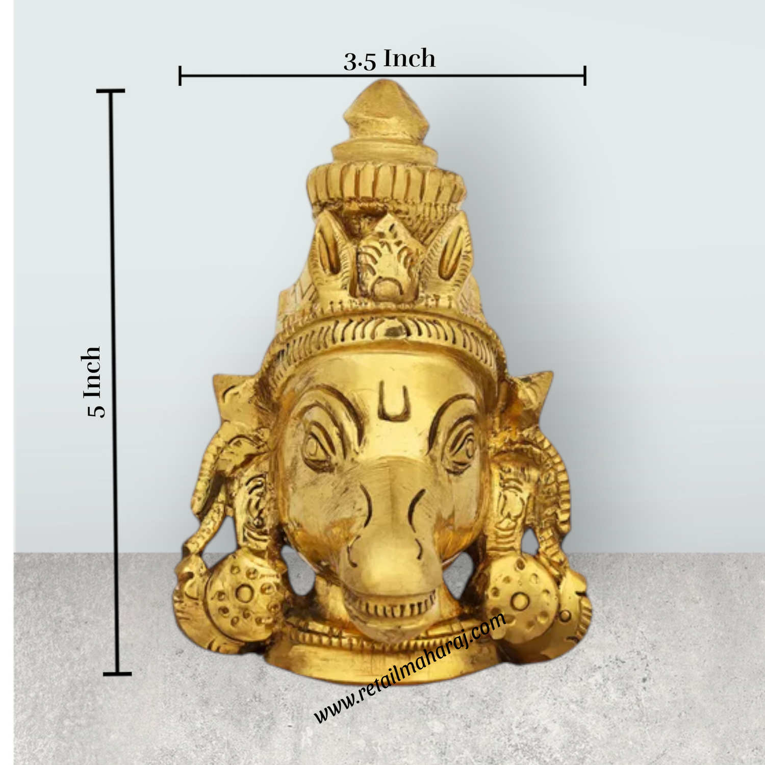 Varahi Face – 5 x 3.5 Inches | Brass Varahi Devi Face / Decorative Hanging For Temple & Home - Retail Maharaj