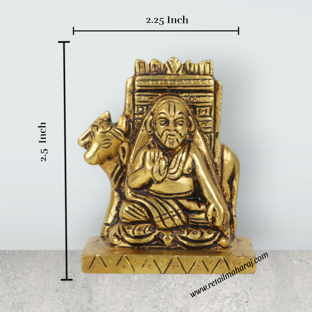 Raghavendra Swamy Idol - 2.5 Inches | Brass Idol/ Raghavendra Swamy Statue for Pooja/ 415 Gms Approx - Retail Maharaj
