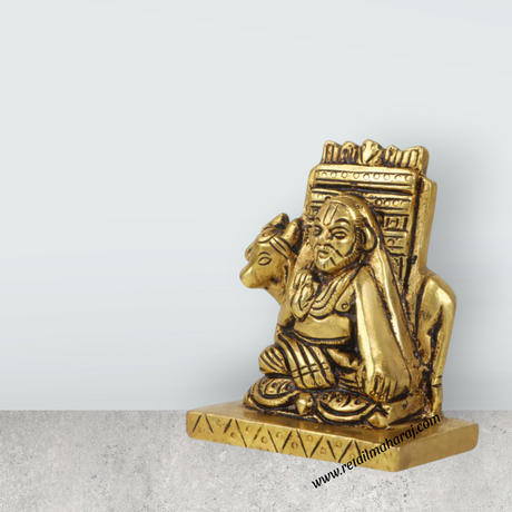 Raghavendra Swamy Idol - 2.5 Inches | Brass Idol/ Raghavendra Swamy Statue for Pooja/ 415 Gms Approx - Retail Maharaj